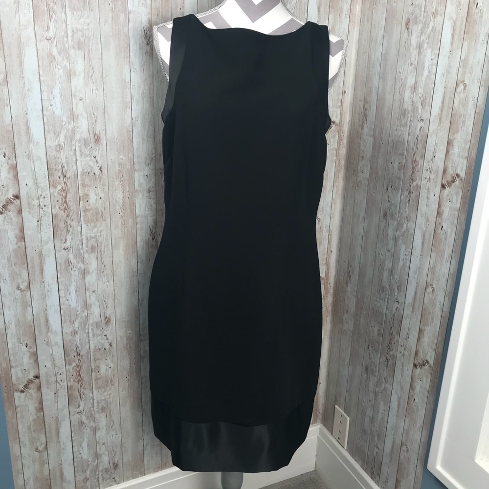 Amanda Smith satin trim black sheath sz 14 - Picture 1 of 8